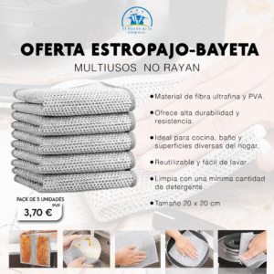 Home Alt: “Pack de estropajos-bayetas multiusos de fibra ultrafina y PVA, reutilizables y que no rayan, tamaño 20×20 cm.”